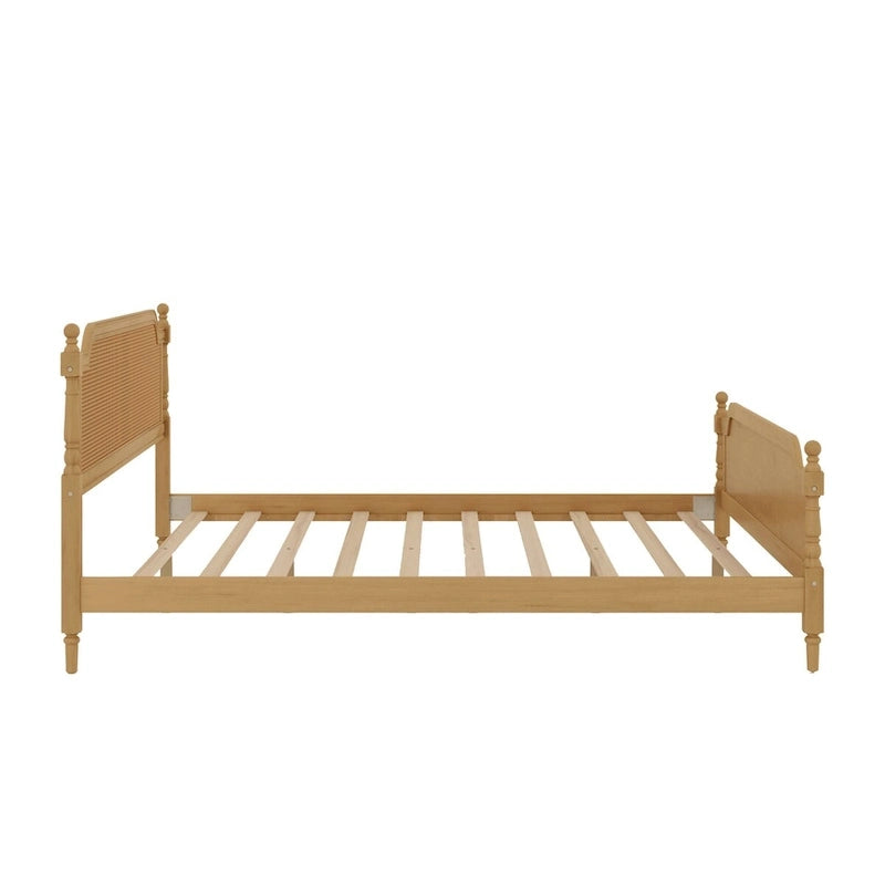Estructura de cama de ratán, Nogal/Blanco antiguo, King/Queen, Capacidad 2 personas