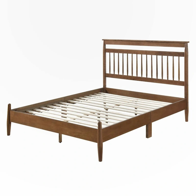 Cama de plataforma tamaño California King estilo transición en castaño para 1